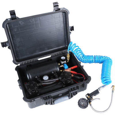 Compressore a doppia cilindrata DC12V a sospensione d'aria con serbatoio d'aria