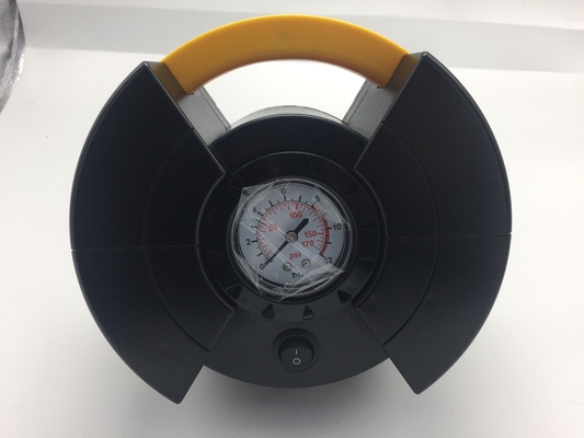 Compressore del gonfiatore dell'aria dell'automobile di DC12V con il calibro per colore nero e giallo differente delle gomme,