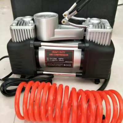 Compressore d'aria portatile a mano ad alta pressione con doppio cilindro per gonfiamento pneumatico auto