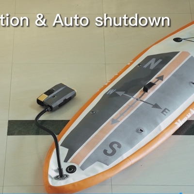 La pompa elettrica SUP più veloce 12V e la linea di alimentazione AC gonfiano gonfiano come uno squalo fino a 20psi con schermo digitale automatico.