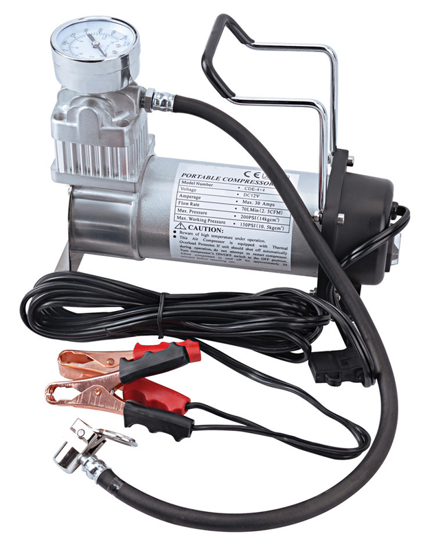 Compressore d'aria portatile monocilindrico offroad DC12V metallo con calibro
