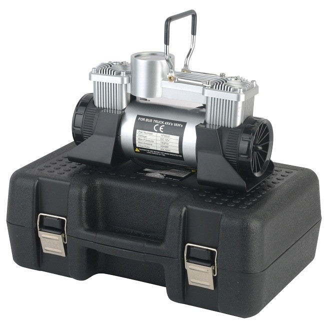 Inflatore di pneumatici per auto Dc 12v Compressore d'aria automatico a pressione metallica con scatola di plastica