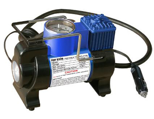 Un buon prezzo. Compressore d'aria per pneumatici per auto portatile in metallo con lampada e maniglia per gonfiamento pneumatici in linea